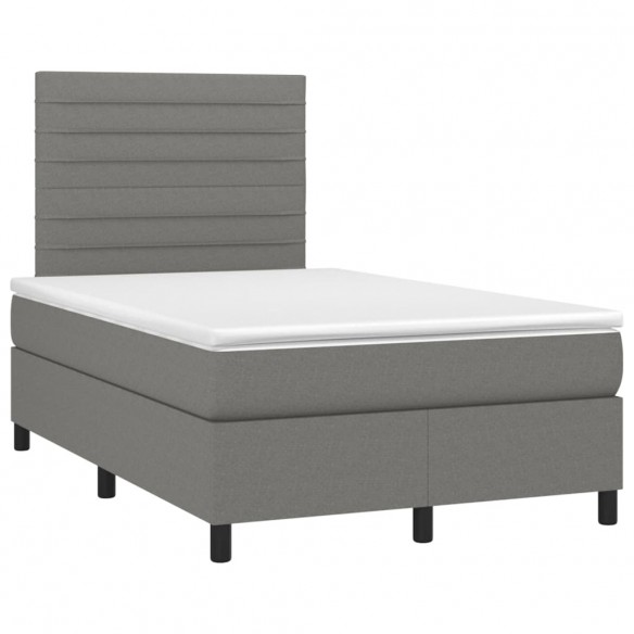 Cadre de lit avec matelas Gris foncé 120x200cm Tissu