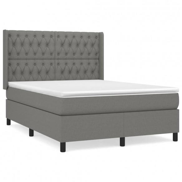 Cadre de lit avec matelas Gris foncé 140x200cm Tissu