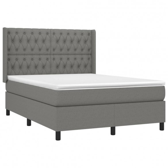 Cadre de lit avec matelas Gris foncé 140x200cm Tissu