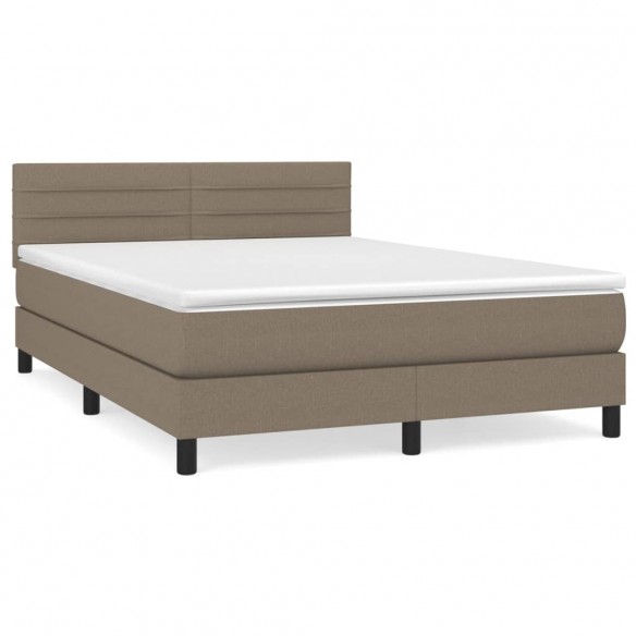 Cadre de lit avec matelas Taupe 140x200 cm Tissu