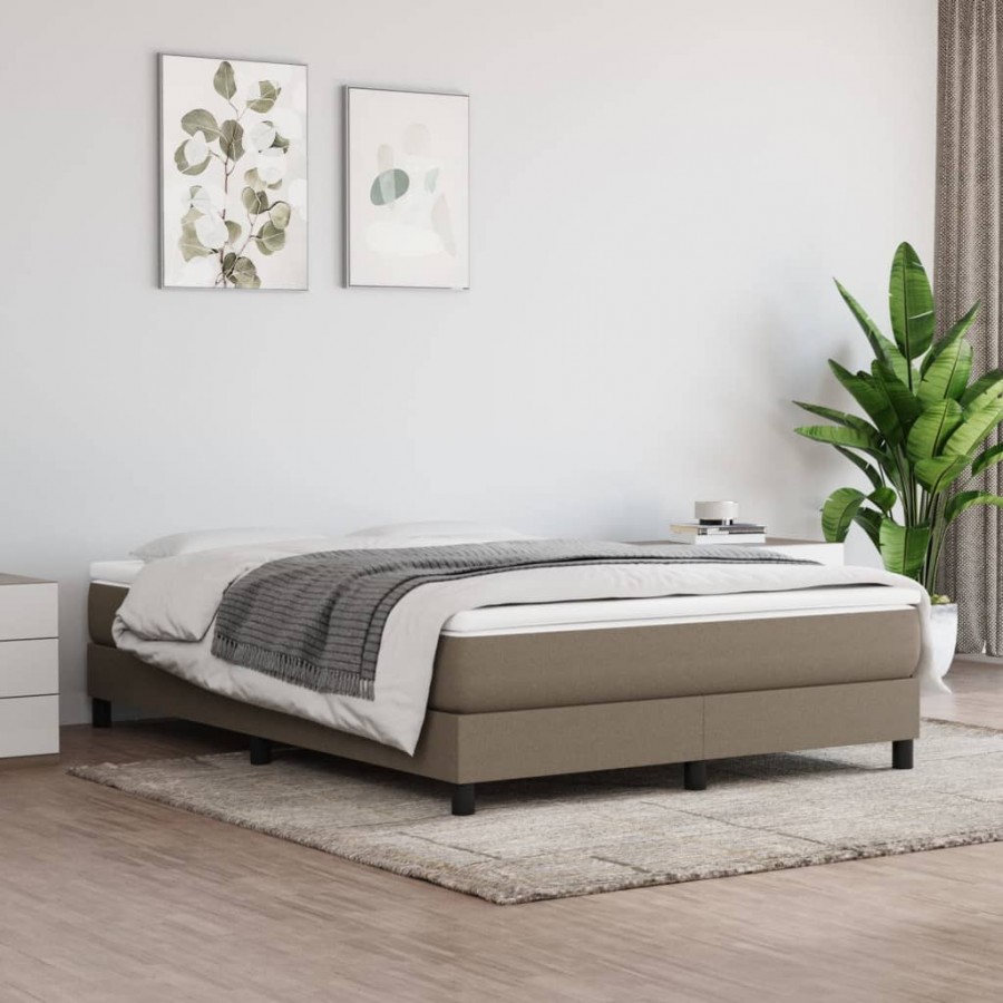 Cadre de lit avec matelas Taupe 140x200 cm Tissu