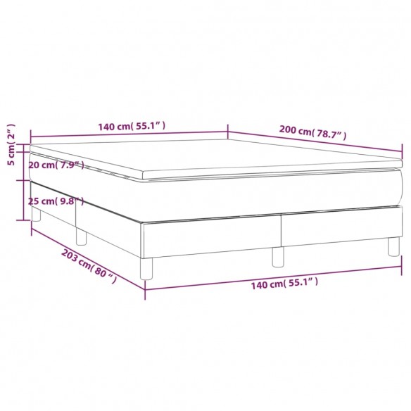 Cadre de lit avec matelas Taupe 140x200 cm Tissu