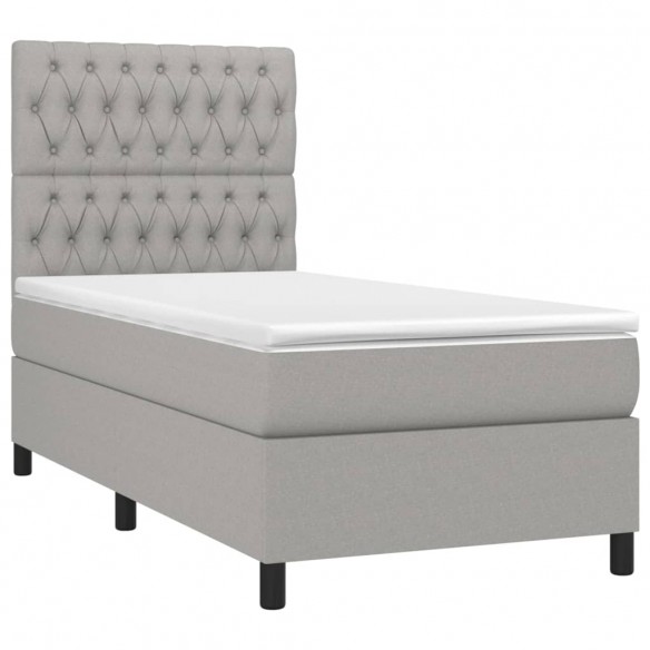 Cadre de lit avec matelas Gris clair 100x200cm Tissu