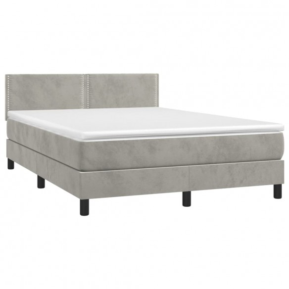 Cadre de lit avec matelas LED Gris clair 140x190 cm