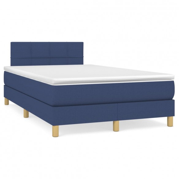 Cadre de lit avec matelas Bleu 120x200 cm Tissu