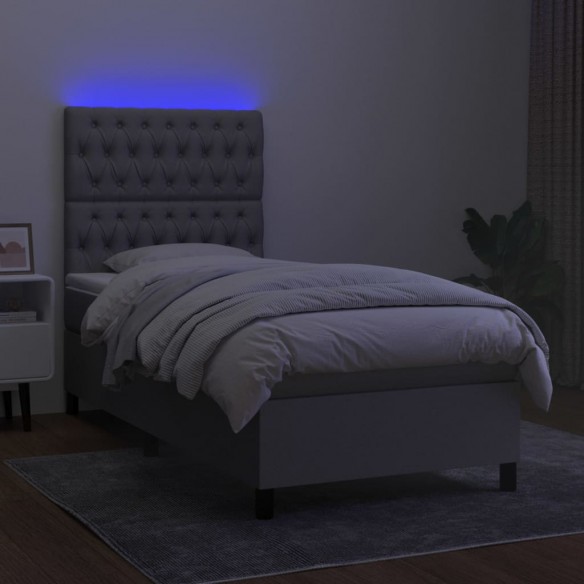 Cadre de lit et matelas et LED Gris clair 100x200 cm