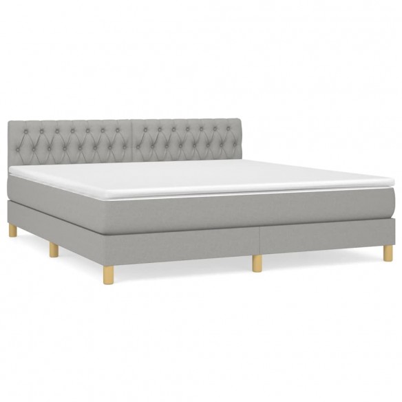 Cadre de lit avec matelas Gris clair 180x200cm Tissu