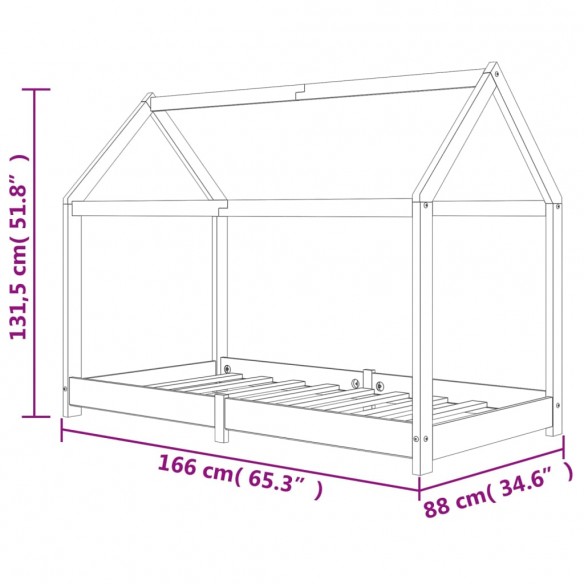 Cadre de lit d'enfant Bois de pin massif 80x160 cm