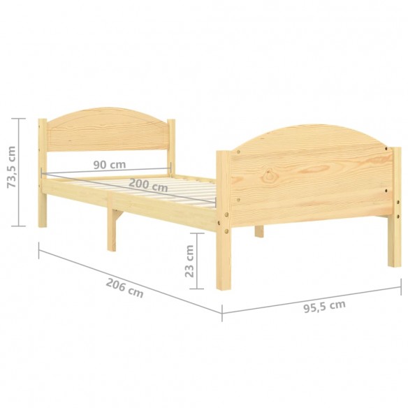 Cadre de lit Bois de pin massif 90x200 cm