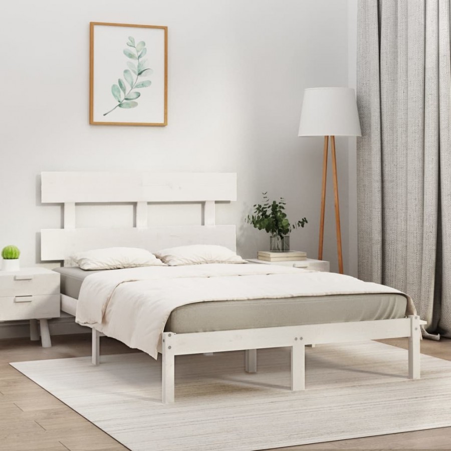 Cadre de lit Blanc Bois massif 200x200 cm