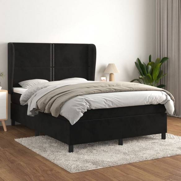 Cadre de lit avec matelas Noir 140x190 cm Velours