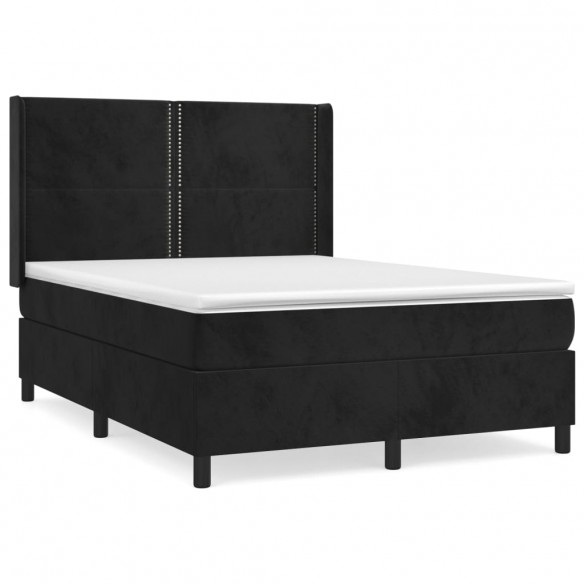 Cadre de lit avec matelas Noir 140x200 cm Velours