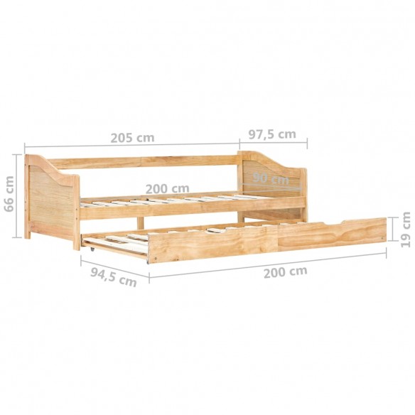 Cadre de lit extensible Bois de pin 90x200 cm