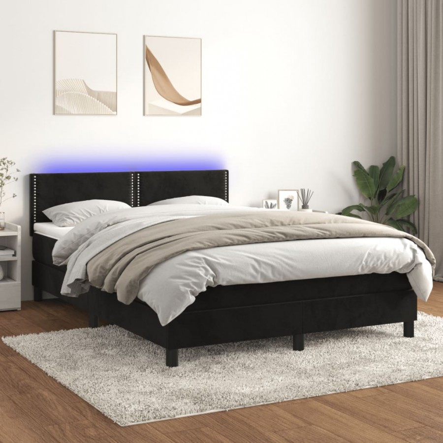 Cadre de lit avec matelas LED Noir 140x200 cm