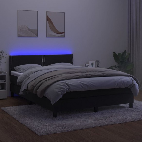 Cadre de lit avec matelas LED Noir 140x200 cm