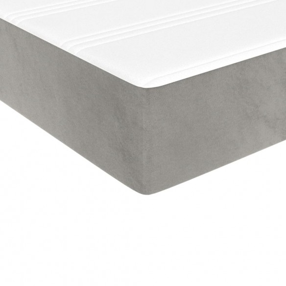 Cadre de lit et matelas Gris clair 140x190cm Velours