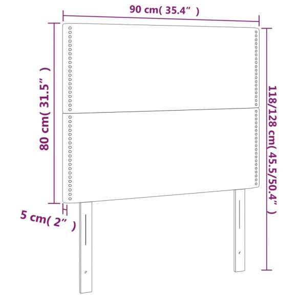 Têtes de lit 2 pcs Gris clair 90x5x78/88 cm Tissu