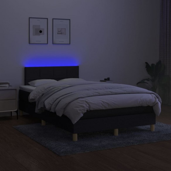 Cadre de lit avec matelas LED Noir 120x200 cm Tissu