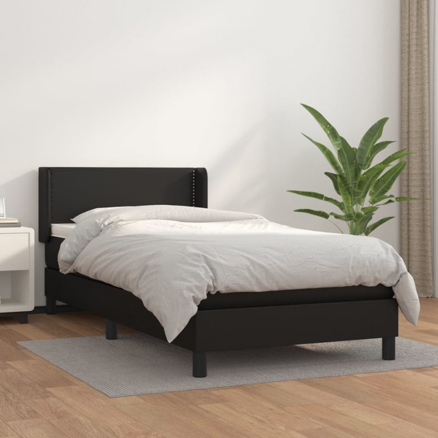 Cadre de lit avec matelas Noir 80x200cm Similicuir