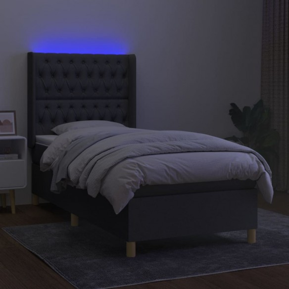 Cadre de lit matelas LED Gris foncé 80x200cm Tissu