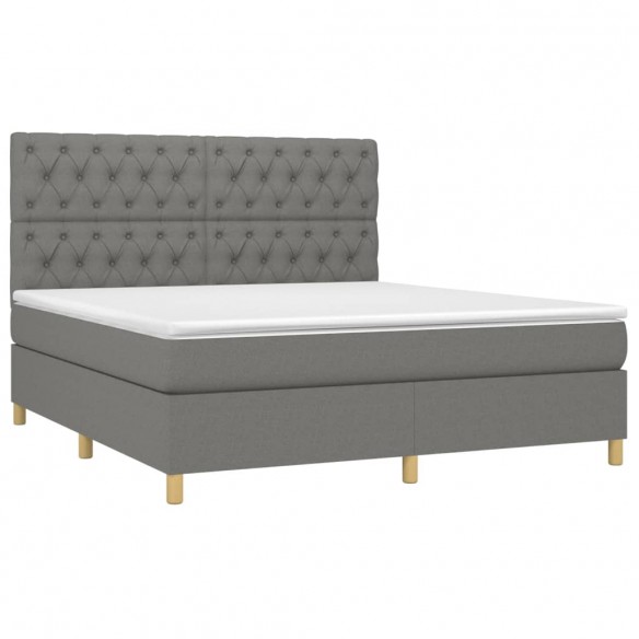 Cadre de lit avec matelas Gris foncé 160x200cm Tissu