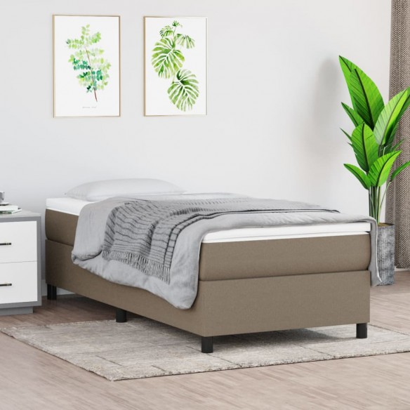 Cadre de lit avec matelas Taupe 90x190 cm Tissu