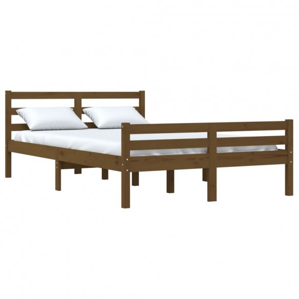 Cadre de lit Marron miel Bois massif 140x190 cm