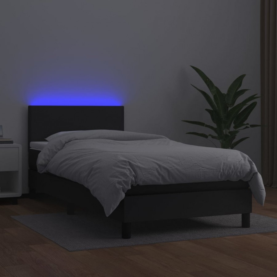 Cadre de lit avec matelas et LED Noir 80x200 cm