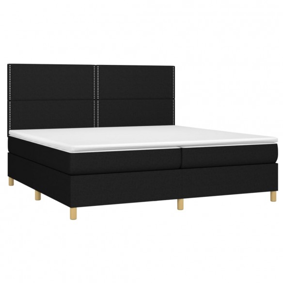 Cadre de lit et matelas et LED Noir 200x200 cm Tissu