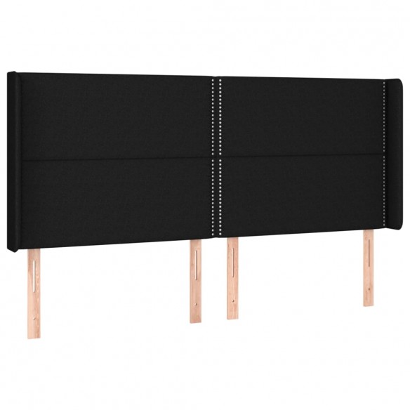 Tête de lit avec oreilles Noir 203x16x118/128 cm Tissu