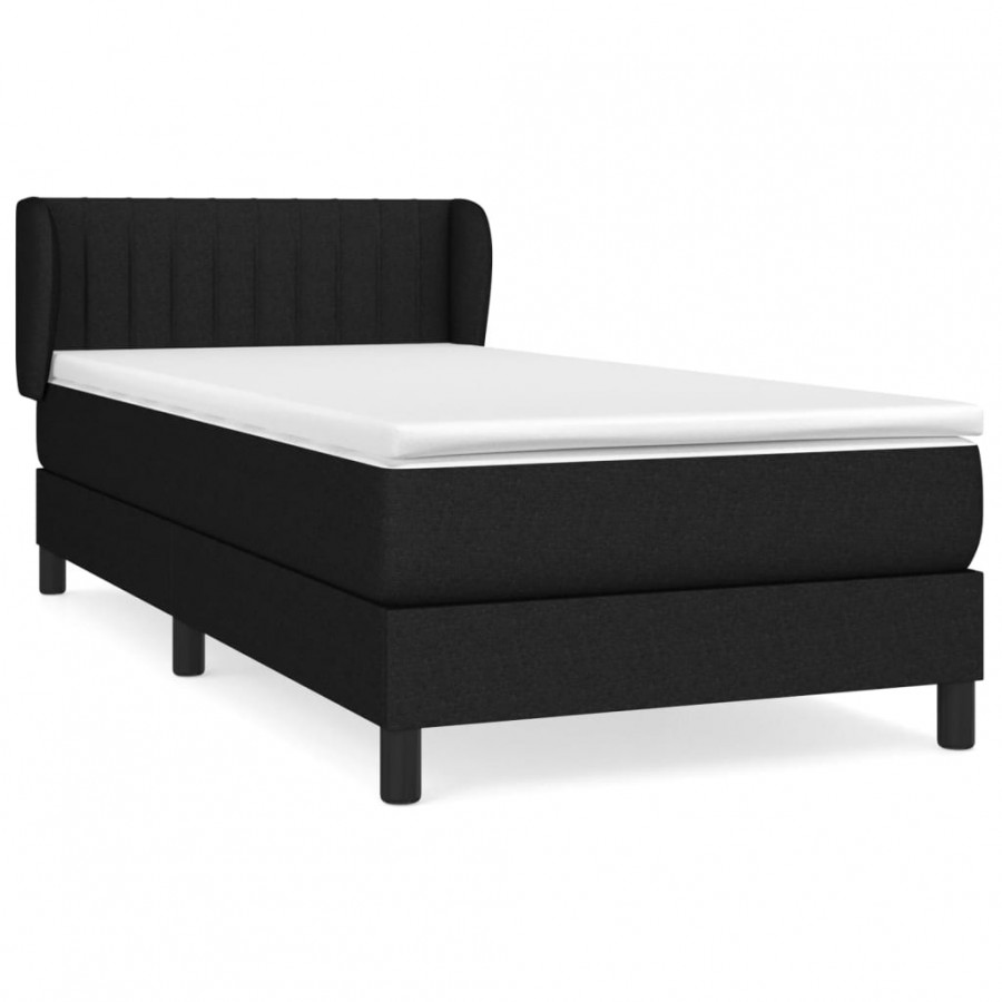 Cadre de lit avec matelas Noir 90x200 cm Tissu