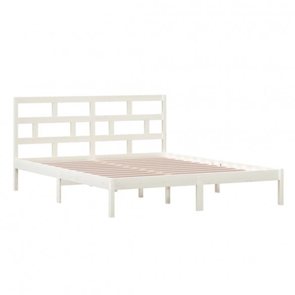 Cadre de lit Blanc Bois de pin massif 160x200 cm