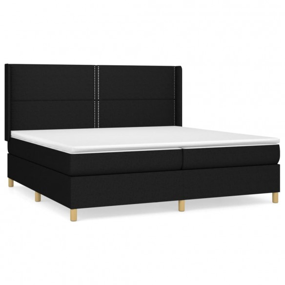 Cadre de lit avec matelas Noir 200x200 cm Tissu