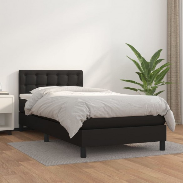 Cadre de lit avec matelas Noir 80x200cm Similicuir