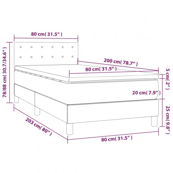 Cadre de lit avec matelas Noir 80x200cm Similicuir