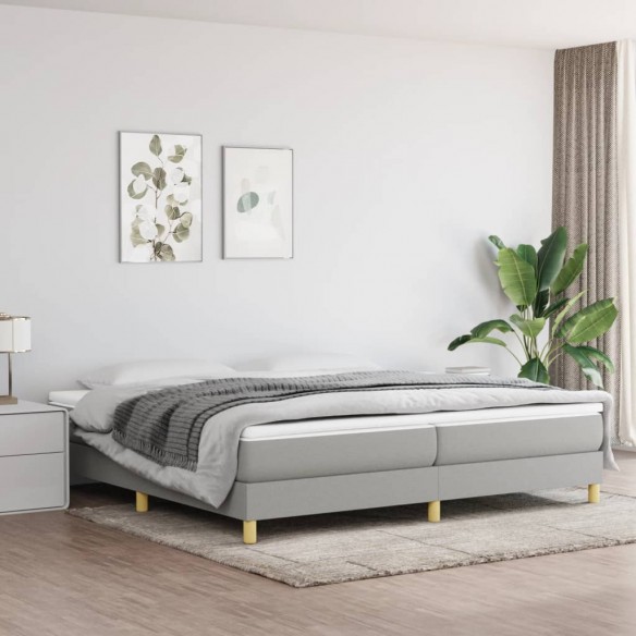 Cadre de lit avec matelas Gris clair 200x200cm Tissu