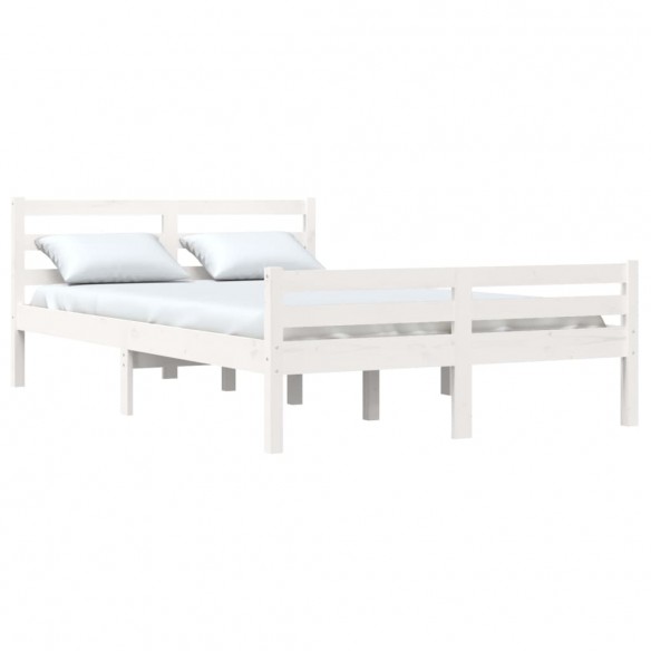 Cadre de lit Blanc Bois massif 140x190 cm