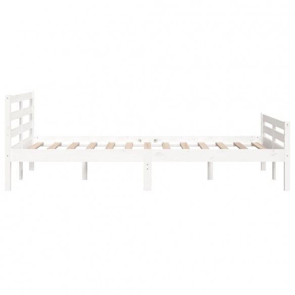 Cadre de lit Blanc Bois massif 140x190 cm