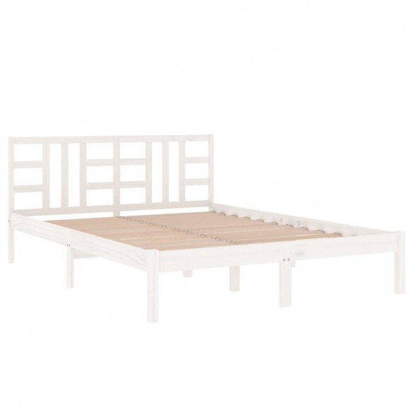 Cadre de lit Blanc Bois massif 120x190 cm Petit Double