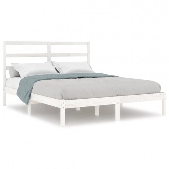 Cadre de lit Blanc Bois massif 120x190 cm Petit Double