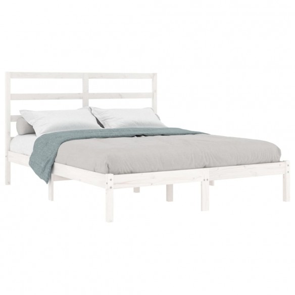 Cadre de lit Blanc Bois massif 120x190 cm Petit Double