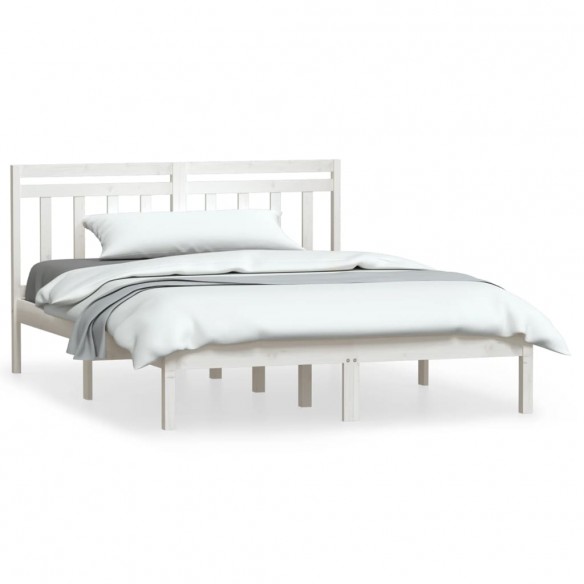 Cadre de lit Blanc Bois massif 120x190 cm Petit Double