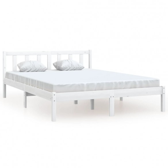 Cadre de lit Blanc Bois de pin massif 135x190 cm Double