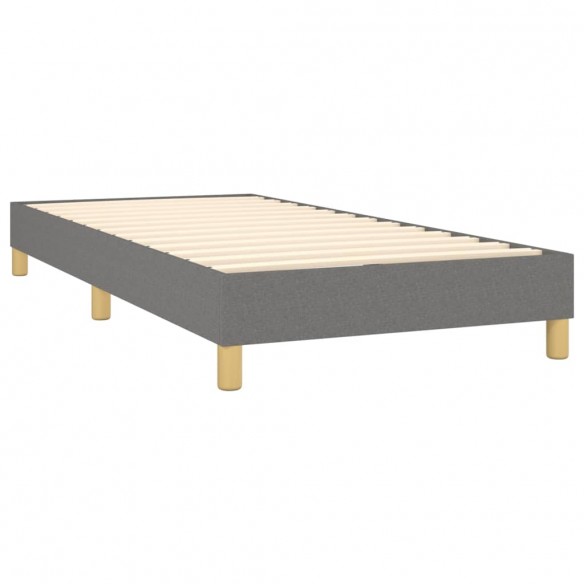 Cadre de lit avec matelas Gris foncé 100x200cm Tissu