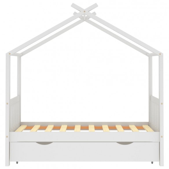 Cadre de lit enfant avec tiroir blanc pin massif 80x160 cm