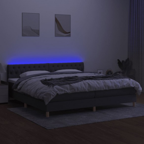 Cadre de lit et matelas et LED Gris foncé 200x200 cm