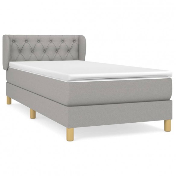 Cadre de lit avec matelas Gris clair 80x200 cm Tissu