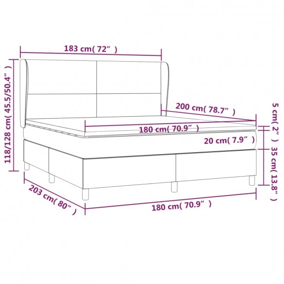 Cadre de lit avec matelas Crème 180x200cm Similicuir