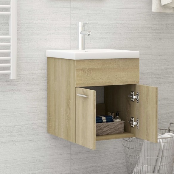 Armoire d'évier avec lavabo intégré Chêne sonoma Aggloméré