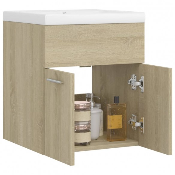 Armoire d'évier avec lavabo intégré Chêne sonoma Aggloméré